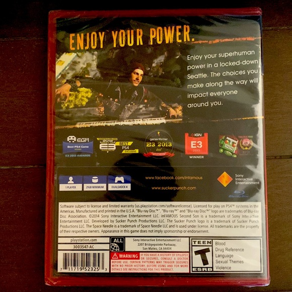 PS4 PlayStation Game - inFAMOUS Second Son! - Picture 2 of 4